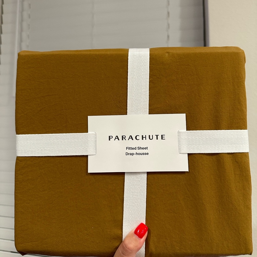 Parachute King/Cal King Brushed Cotton Fitted Sheet- Ochre